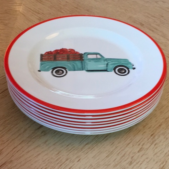Harvest Melamine Salad/Desert Plates - Belk Collectible Pumpkin Truck Plates (8) - Picture 6 of 6